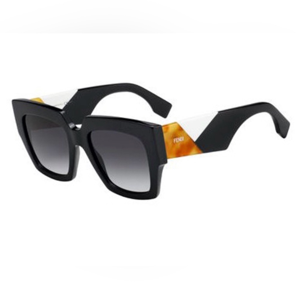 Fendi Black Square Sunglasses with Tortoise, White & Blue Accents - Picture 5 of 11